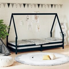 Bērnu gultas rāmis, melns, 80x200 cm, priedes masīvkoks цена и информация | Детские кровати | 220.lv