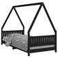 Bērnu gultas rāmis, melns, 90x200 cm, priedes masīvkoks cena un informācija | Bērnu gultas | 220.lv