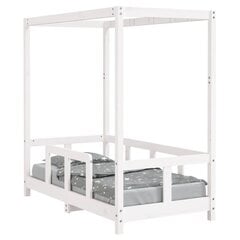 Bērnu gultas rāmis, priedes masīvkoks, 70x140 cm, balts цена и информация | Детские кровати | 220.lv