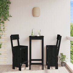 Bāra krēsli, 2 gab., melni, 40x48,5x115,5 cm, priedes masīvkoks цена и информация | скамейка со столиком | 220.lv