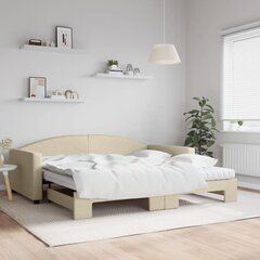 Dīvāngulta ar matraci, krēmkrāsas audums, 100x200 cm cena un informācija | Gultas | 220.lv