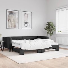 Dīvāngulta ar matraci, melns audums, 90x190 cm cena un informācija | Gultas | 220.lv
