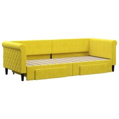 Izvelkams dīvāns ar atvilktnēm, dzeltens, 80x200 cm, samts цена и информация | Кровати | 220.lv