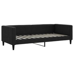 Izvelkams dīvāns ar atvilktnēm, melns, 90x200 cm, audums cena un informācija | Gultas | 220.lv