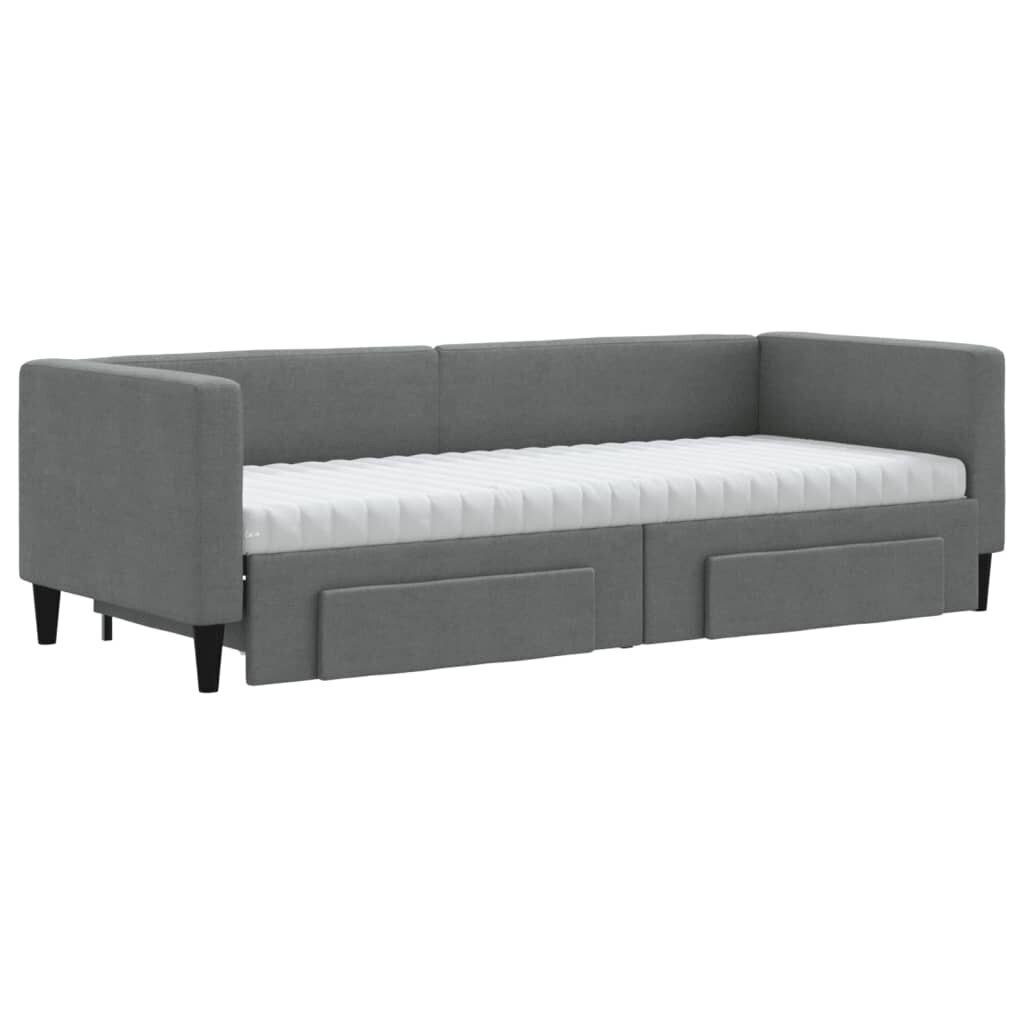 Izvelkams dīvāns ar atvilktnēm, tumši pelēks audums, 80x200 cm cena un informācija | Gultas | 220.lv