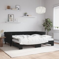 Izvelkams dīvāns ar matraci, melni, 90x190 cm, samts cena un informācija | Gultas | 220.lv