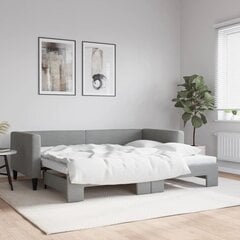 Izvelkams dīvāns, gaiši pelēks, 90x200 cm, audums cena un informācija | Gultas | 220.lv