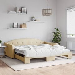 Izvelkams dīvāns, krēmkrāsas, 100x200 cm, audums cena un informācija | Gultas | 220.lv