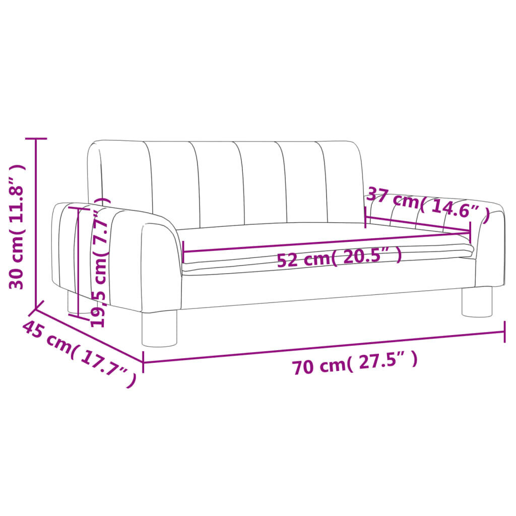 Bērnu dīvāns, melnu, 70x45x30 cm, audums cena un informācija | Sēžammaisi, klubkrēsli, pufi bērniem | 220.lv