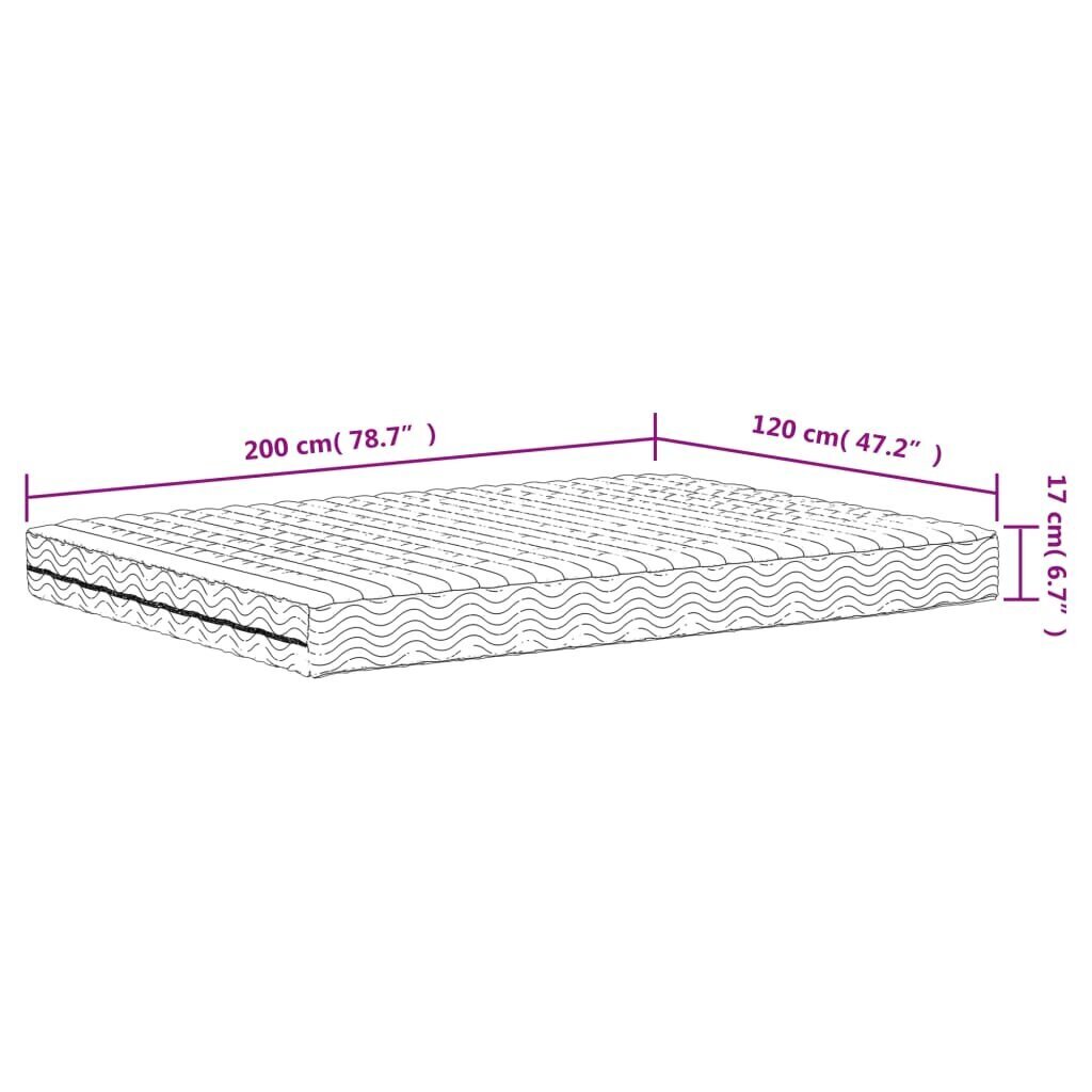 Putu matracis, balts, 120x200 cm, cietība H2, H3 cena un informācija | Matrači | 220.lv