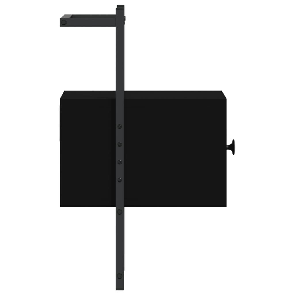 Sienas naktsskapītis, melns, 35x30x51 cm, inženierijas koks cena un informācija | Naktsskapīši | 220.lv