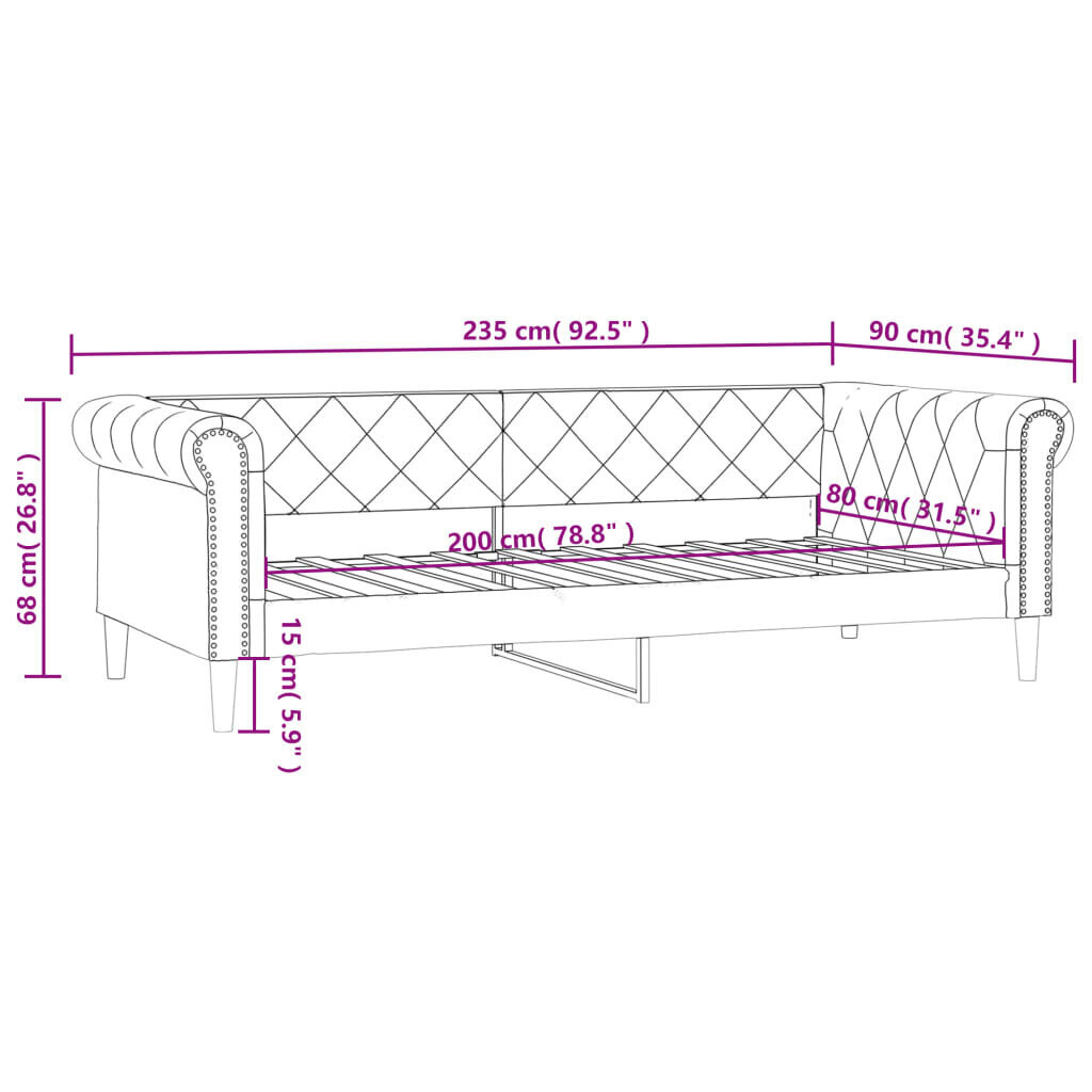 Dienas gulta, kapučīno krāsa, 80x200 cm, mākslīgā āda cena un informācija | Gultas | 220.lv