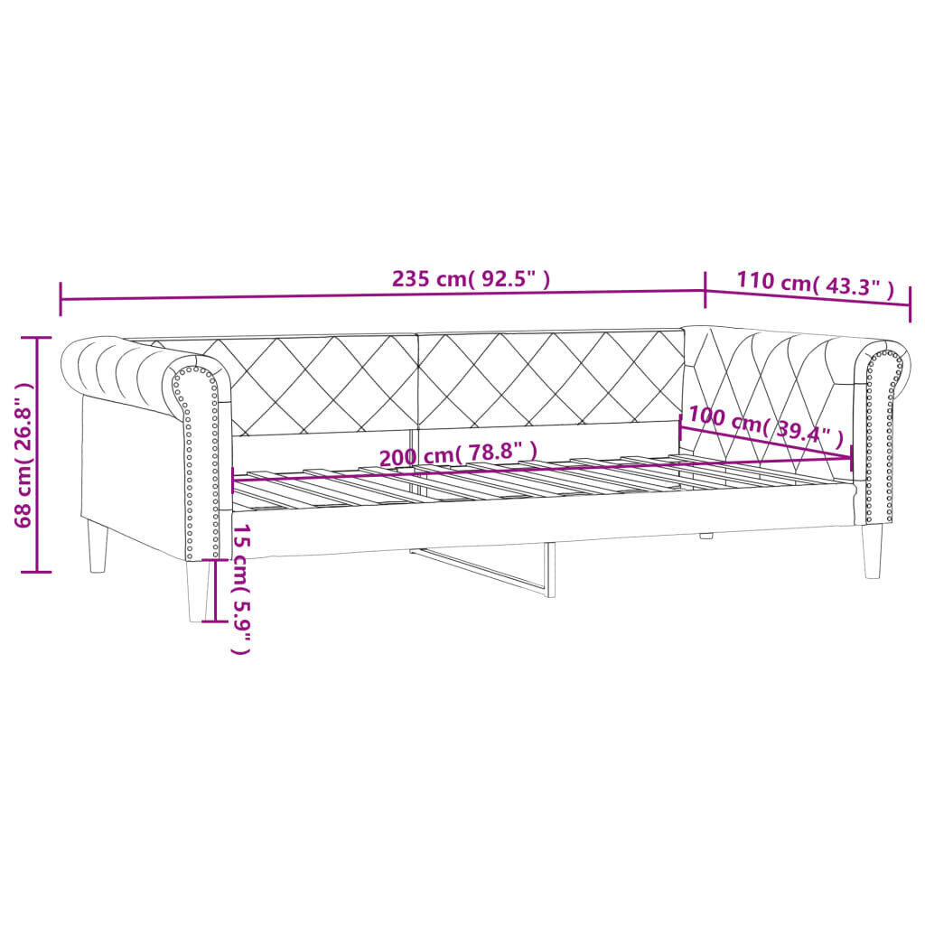 Dienas gulta, krēmkrāsas, 100x200 cm, mākslīgā āda cena un informācija | Gultas | 220.lv