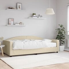 Dīvāngulta ar matraci, krēmkrāsas audums, 100x200 cm cena un informācija | Gultas | 220.lv
