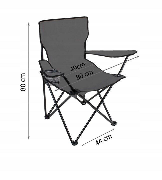 Saliekams tūristu krēsls Malatec 10071, 44x80x80cm, pelēks цена и информация |  Tūrisma mēbeles | 220.lv