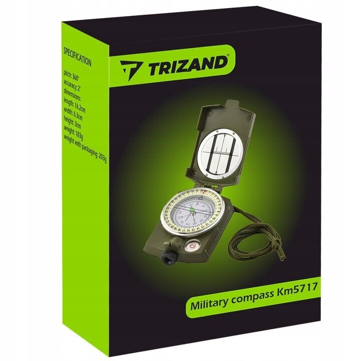 Profesionāls militārais kompass Trizand KM5717, zaļš цена и информация | Kompasi | 220.lv