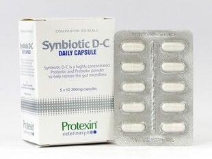 Пищевая добавка для собак и кошек Protexin Synbiotic DC, 200 мг, 50 капсул. цена и информация | Витамины, пищевые добавки, анти-паразит продукты для собак | 220.lv