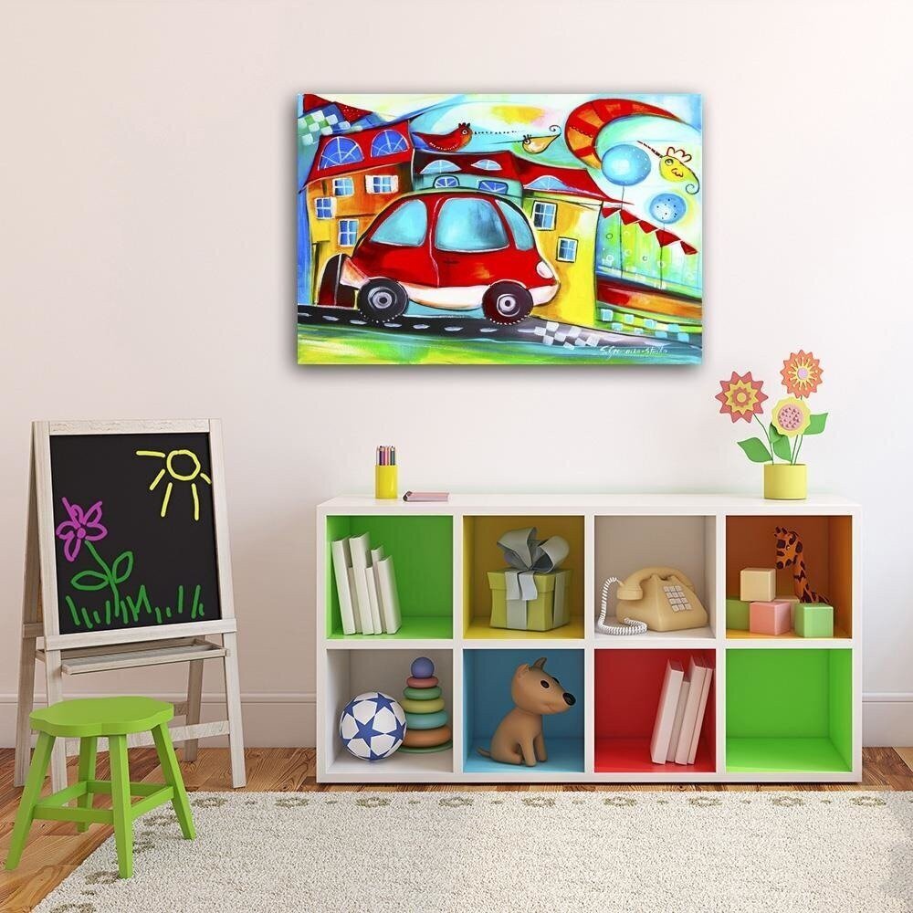 Glezna uz audekla, Sarkana automašīna cena un informācija | Gleznas | 220.lv