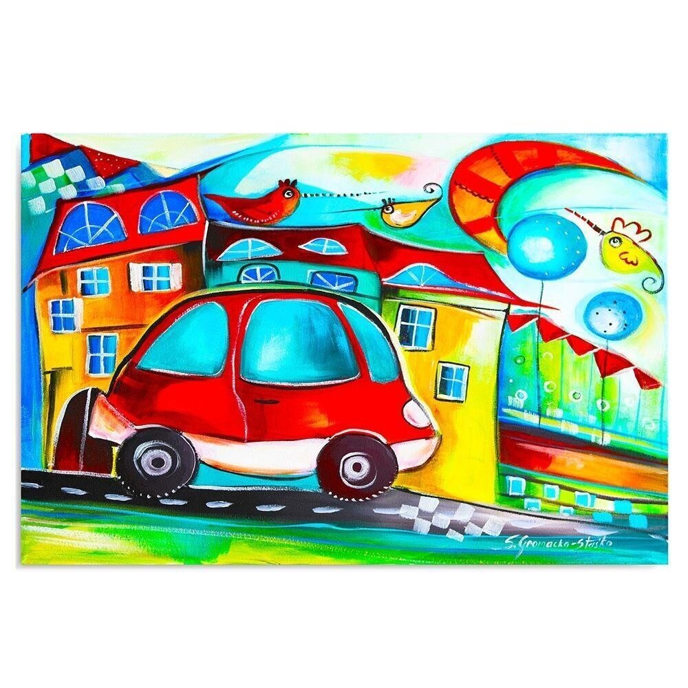 Glezna uz audekla, Sarkana automašīna cena un informācija | Gleznas | 220.lv