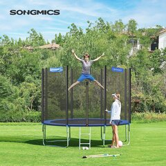 Songmics Trampoline Ø 366 см, круглый садовый батут со сеткой безопасности, с проводником и мягкими столбами, защитным покрытием, безопасным, наружным, черным и синим STR124V1 цена и информация | Батуты | 220.lv