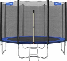 Songmics Trampoline Ø 366 см, круглый садовый батут со сеткой безопасности, с проводником и мягкими столбами, защитным покрытием, безопасным, наружным, черным и синим STR124V1 цена и информация | Батуты | 220.lv