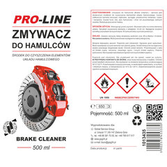 Tīrīšanas līdzeklis bremžu un bremžu sistēmu tīrīšanai PRO-LINE aerosols 500 ml cena un informācija | Auto ķīmija | 220.lv