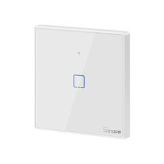 Sonoff TX T2 EU 1C 1-gang gudrs WiFi + RF sienas skārienjūtīgais gaismas slēdzis (balts, ar rāmi) цена и информация | Электрические выключатели, розетки | 220.lv