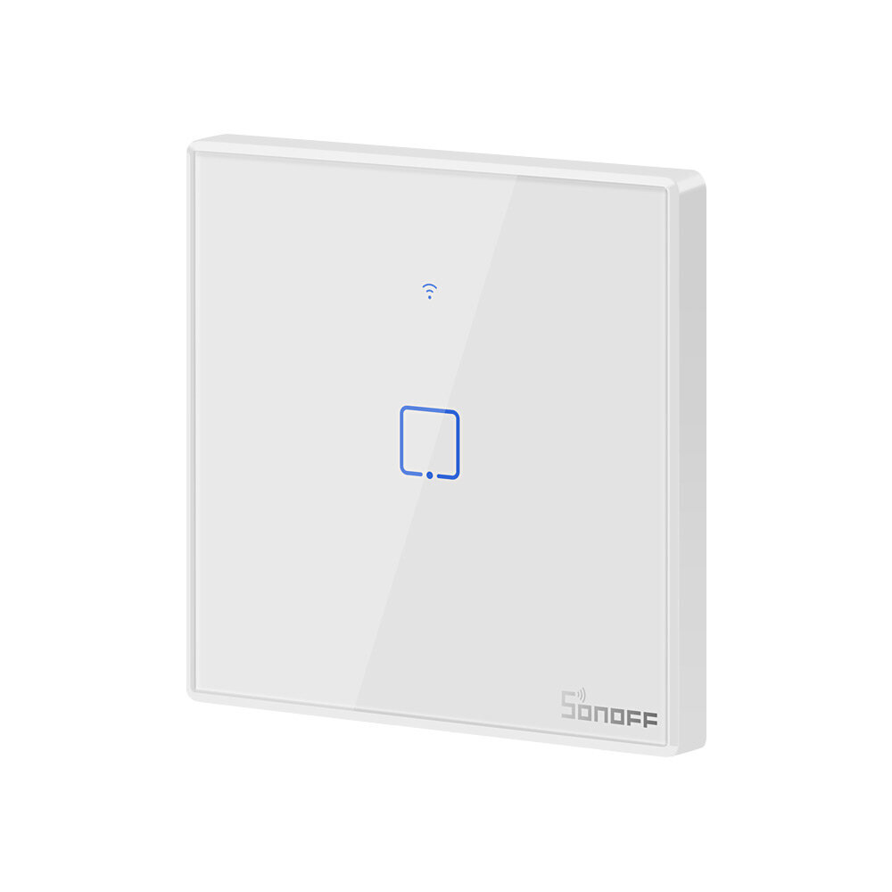 Sonoff TX T2 EU 1C 1-gang gudrs WiFi + RF sienas skārienjūtīgais gaismas slēdzis (balts, ar rāmi) cena un informācija | Elektrības slēdži, rozetes | 220.lv