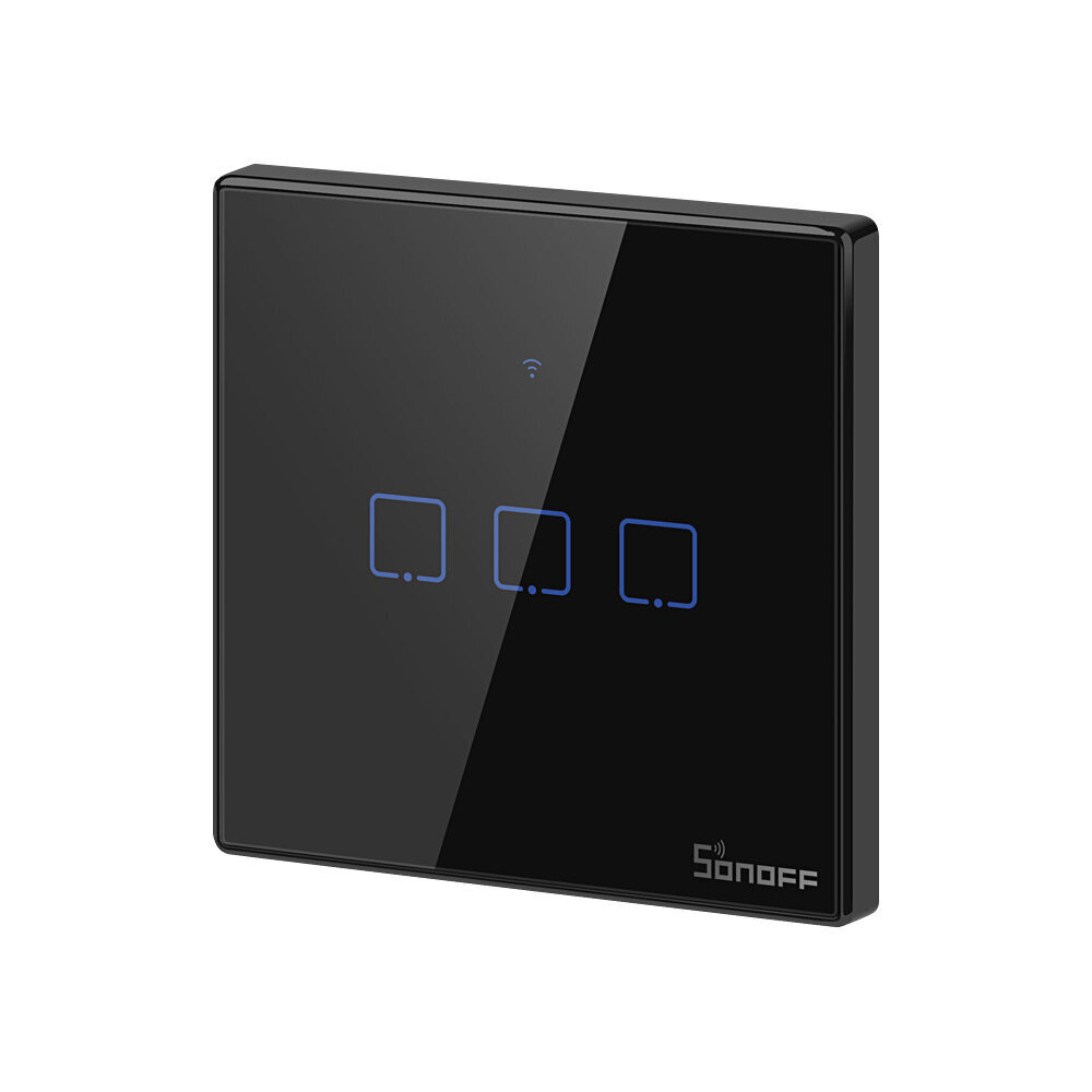 Sonoff TX T3 EU 3C 3-gang gudrs WiFi + RF sienas skārienjūtīgais gaismas slēdzis (melns) cena un informācija | Elektrības slēdži, rozetes | 220.lv