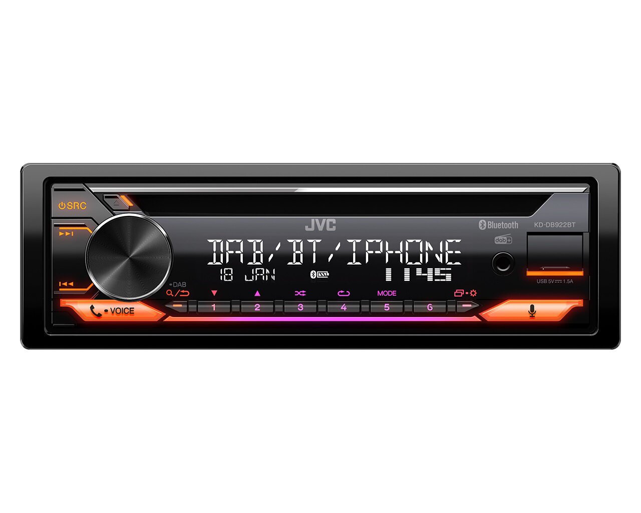 Radio CD Automobiļiem JVC KD-DB922BT Melns цена и информация | Auto magnetolas, multimedija | 220.lv