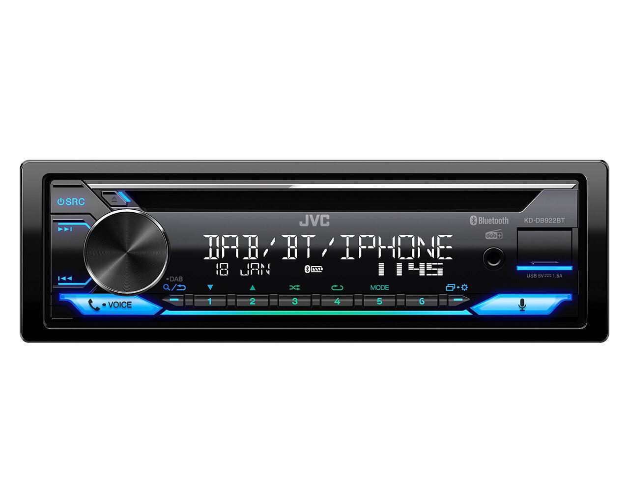 Radio CD Automobiļiem JVC KD-DB922BT Melns цена и информация | Auto magnetolas, multimedija | 220.lv