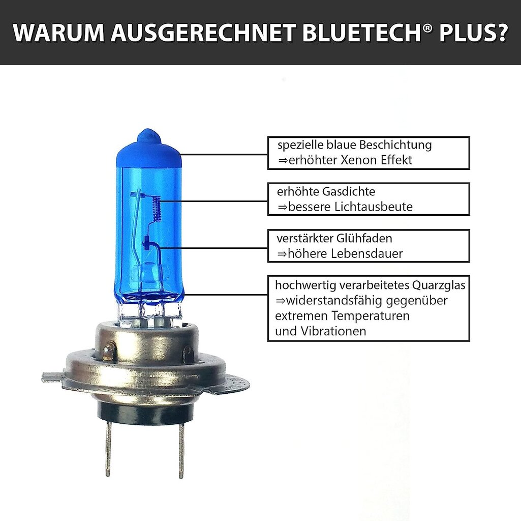 Bluetech 2x Plus H7 55W 9500K Xenon efekts ar STVZO apstiprinājumu un Super Xenon efekts цена и информация | Auto spuldzes | 220.lv