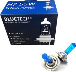 Bluetech 2x Plus H7 55W 9500K Xenon efekts ar STVZO apstiprinājumu un Super Xenon efekts cena un informācija | Auto spuldzes | 220.lv