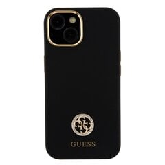 Guess Liquid Silicone 4G Strass Metal Logo Case for iPhone 15 Black цена и информация | Чехлы для телефонов | 220.lv