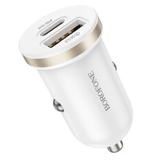 Borofone Car charger BZ22 Scenery - USB + Type C - QC 3.0 PD 30W white цена и информация | Зарядные устройства для телефонов | 220.lv