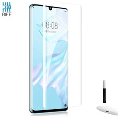 Riff Полной поверхности Защитное стекло + UV Лампа + Nano Клей для Huawei P30 Pro с закругленными краями цена и информация | Защитные пленки для телефонов | 220.lv