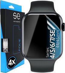 SE® [4 штуки] 3D защитная пленка для Apple Watch 7 / SE / 6/5 / 4 (45 мм и 44 мм) - максимальная крышка - Самоаллеринг - мочевой мочевой пузырь - безмолвная установка - влажная монтаж - Лучшая альтернатива защитному стеклому цена и информация | Аксессуары для смарт-часов и браслетов | 220.lv