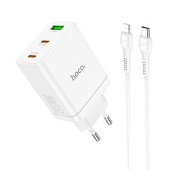 Сетевая зарядка Hoco N33 1xUSB-A/2xType-C 35W + Lightning белая цена и информация | Зарядные устройства для телефонов | 220.lv