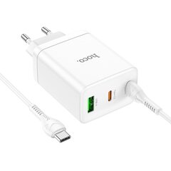 Сетевая зарядка Hoco N33 1xUSB-A/2xType-C 35W белая цена и информация | Зарядные устройства для телефонов | 220.lv