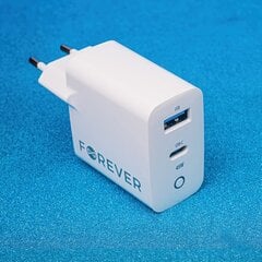 Forever TC-06-45AC GaN PD QC charger 1x USB-C 1x USB 45W white цена и информация | Зарядные устройства для телефонов | 220.lv