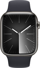 Apple Watch Series 9 GPS + Cellular 45mm Graphite Stainless Steel Case with Midnight Sport Band - M/L MRMW3KS/A цена и информация | Apple Умные часы и браслеты | 220.lv