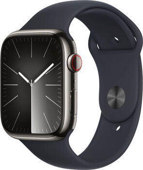 Apple Watch Series 9 GPS + Cellular 45mm Graphite Stainless Steel Case with Midnight Sport Band - M/L MRMW3KS/A цена и информация | Смарт-часы (smartwatch) | 220.lv