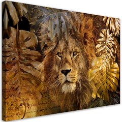Glezna uz audekla, Lauva un monstra zelta lapas cena un informācija | Gleznas | 220.lv