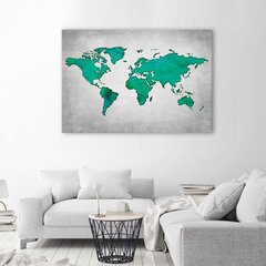 Glezniecība uz audekla, Zaļā pasaules karte uz betona цена и информация | Картины | 220.lv