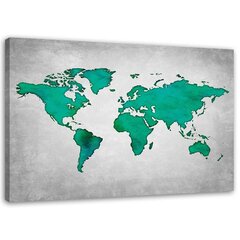 Glezniecība uz audekla, Zaļā pasaules karte uz betona цена и информация | Картины | 220.lv