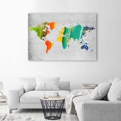 Glezniecība uz audekla, Krāsaina pasaules karte цена и информация | Картины | 220.lv