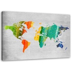 Glezniecība uz audekla, Krāsaina pasaules karte цена и информация | Картины | 220.lv