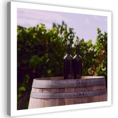 Glezniecība uz audekla, Vīna pudeles un koka muca цена и информация | Картины | 220.lv