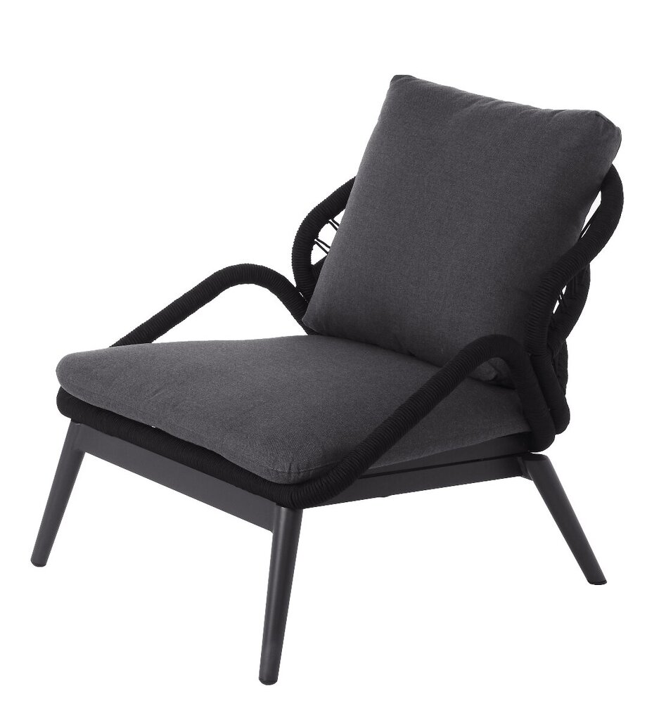 LAMEGO Atpūtas krēsls 90X87X80 cm, ALU GRAPHITE, BLACK CUSHION, BLACK STRING cena un informācija | Dārza krēsli | 220.lv