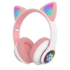 Bezvadu RGB austiņas ar LED kaķu ausīm, Electronics LV-009, rozā цена и информация | Наушники | 220.lv